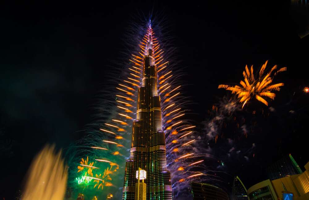 Burj Khalifa fireworks, laser and light show