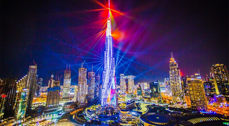 Burj Lake Fountains Show & Burj Khalifa LED Light Show